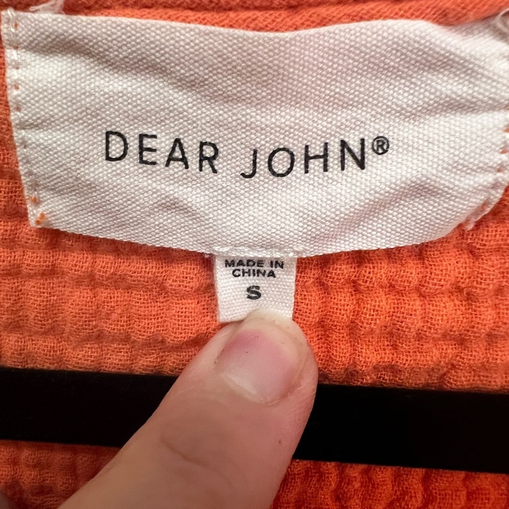 Dear John Textured Orange V-Neck Tee - Picture 4 of 4